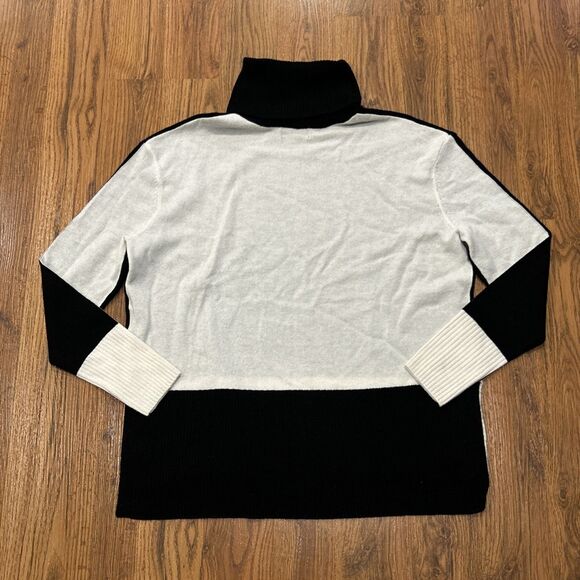 Summersalt Sweater Womens Small Cashmere Fine Merino Wool Two Tone White Black - Picture 8 of 8